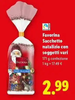 Lidl Favorina Sacchetto natalizio con soggetti vari offerta