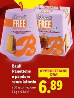 Lidl Bauli Panettone o pandoro senza lattosio offerta