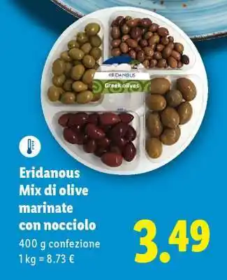 Lidl Eridanous Mix di olive marinate con nocciolo offerta