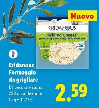 Lidl Eridanous Formaggio da grigliare offerta