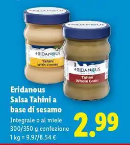 Lidl Eridanous Salsa Tahini a base di sesamo offerta