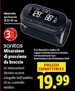 Lidl Sanitas Misuratore di pressione da braccio offerta