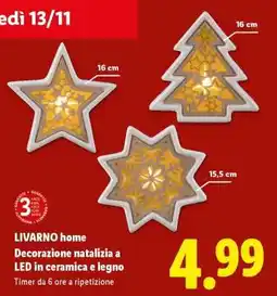Lidl LIVARNO home Decorazione natalizia a LED in ceramica e legno offerta