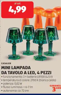 ALDI CASALUX Mini lampada da tavolo a led, 4 pezzi offerta