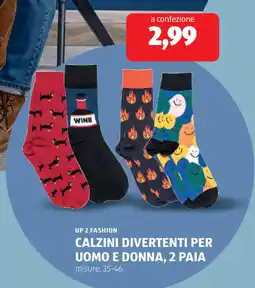 ALDI UP 2 FASHION calzini divertenti per uomo e donna, 2 paia offerta