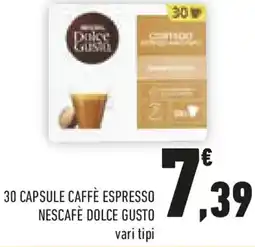 Conad 30 capsule caffè espresso NESCAFÈ DOLCE GUSTO offerta