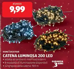 ALDI HOME CREATION catena luminosa 200 led offerta