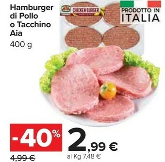 Carrefour Market Hamburger di pollo o tacchino offerta
