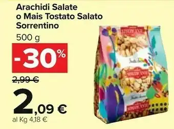 Carrefour Market Arachidi salate o mais tostato salato sorrentino offerta