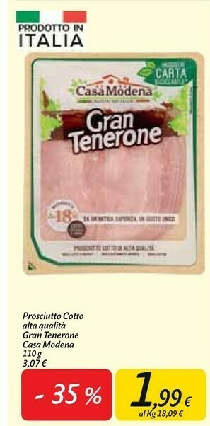 Carrefour Market Teneroni prosciutto cotto di alta qualità 110 g(ml) offerta