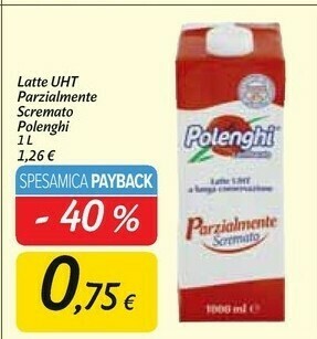 Carrefour Market Latte parzialmente scremato uht a lunga conservazione 1000 g(ml) offerta