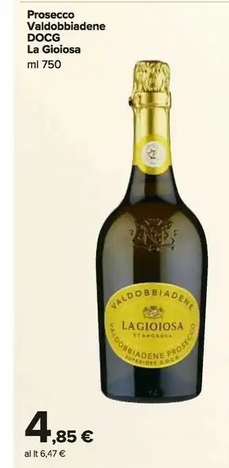 Carrefour Market Valdobbiadene prosecco superiore docg 750 g(ml) offerta