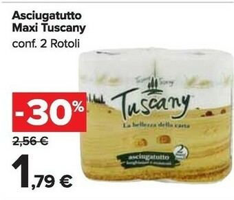 Carrefour Market Tuscany asciugatutto maxi 2 rotoli offerta