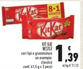 Conad Kit kat dark 70% 41.6 g(ml) offerta