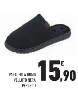 Conad Superstore Pantofola uomo velluto nera perletti offerta