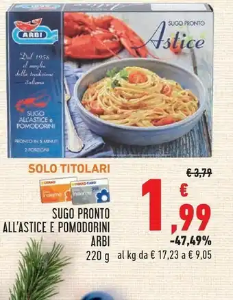 Conad Sugo pronto all'astice e pomodorini offerta
