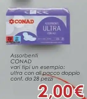 Conad Superstore Conad assorbenti ultra con ali pacco doppio offerta