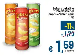 Qui Discount Lekers patatine tubo classiche/ paprika/onion sour offerta