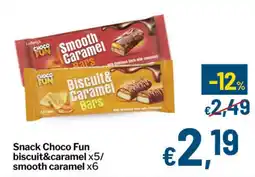 Qui Discount Snack Choco Fun biscuit&caramel x5/ smooth caramel x6 offerta