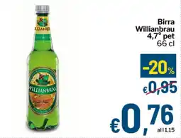 Qui Discount Birra Willianbrau 4,7° pet offerta