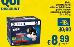 Qui Discount Felix ghiottonerie s3elezioni deliziose pollo, manzo coniglio e agnello offerta