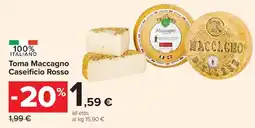 Carrefour Market Toma Maccagno Caseificio Rosso offerta