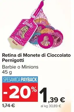 Carrefour Market Retina di Monete di Cioccolato Pernigotti offerta