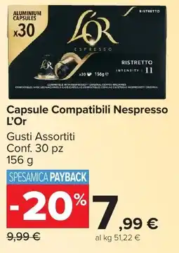 Carrefour Market Capsule Compatibili Nespresso L'Or offerta