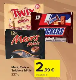 Carrefour Market Mars, Twix o Snickers Minis offerta