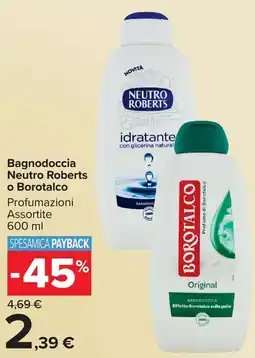 Carrefour Market Bagnodoccia Neutro Roberts o Borotalco offerta