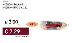 Prezzemolo e Vitale Negroni salame negronetto offerta