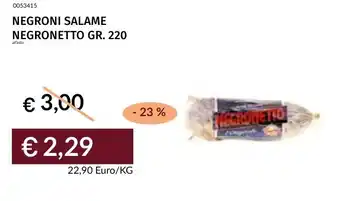 Prezzemolo e Vitale Negroni salame negronetto offerta