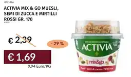 Prezzemolo e Vitale Activia mix & go muesli, semi di zucca e mirtilli rossi offerta