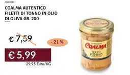 Prezzemolo e Vitale Coalma autentico filetti di tonno in olio di oliva offerta