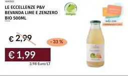 Prezzemolo e Vitale Le eccellenze p&v bevanda lime e zenzero bio offerta