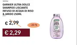Prezzemolo e Vitale Garnier ultra dolce shampoo lisciante infuso di acqua di riso & amido offerta