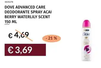 Prezzemolo e Vitale Dove advanced care deodorante spray acai berry waterlily scent offerta