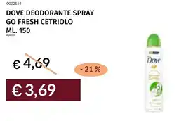 Prezzemolo e Vitale Dove deodorante spray go fresh cetriolo offerta
