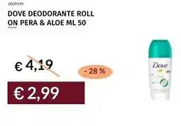 Prezzemolo e Vitale Dove deodorante roll on pera & aloe offerta