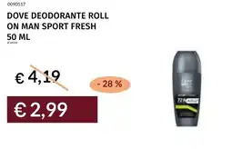 Prezzemolo e Vitale Dove deodorante roll on man sport fresh offerta