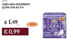 Prezzemolo e Vitale Lines idea assorbenti ultra con ali x 9 offerta