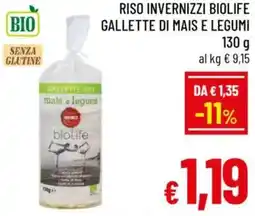 A&O Riso invernizzi biolife gallette di mais e legumi offerta