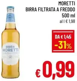 A&O Moretti birra filtrata a freddo offerta