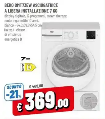 A&O BEKO BMT73EW ASCIUGATRICE A LIBERA INSTALLAZIONE 7 KG offerta