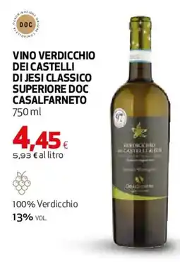 Ipercoop Vino verdicchio dei castelli di jesi classico superiore doc casalfarneto offerta