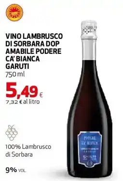 Extracoop Vino lambrusco di sorbara dop amabile podere ca' bianca GARUTI offerta