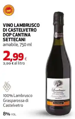 Extracoop Vino lambrusco di castelvetro dop cantina settecani amabile offerta