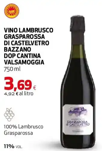 Vino lambrusco grasparossa di castelvetro bazzano dop cantina valsamoggia