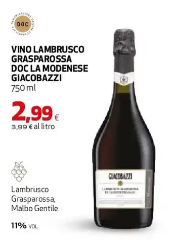 Vino lambrusco grasparossa doc la modenese GIACOBAZZI