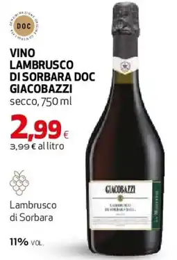 Extracoop Vino lambrusco di sorbara doc GIACOBAZZI offerta